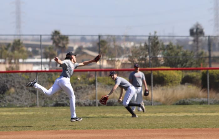 Ball was just out of the reach of Trey Ebel.
